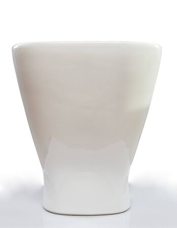 White porcelain lavatory front view isolated on white backgroundの写真素材