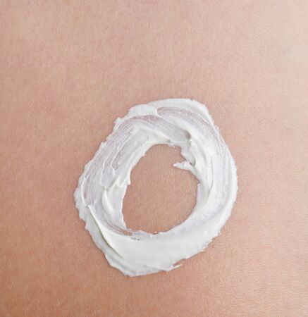 Skincare protection theme. Round white skin cream signの写真素材