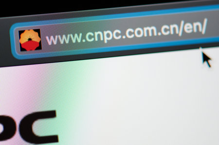 New-York , USA - April 29 , 2020:China National Petroleum url link adress website close up view on...