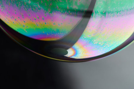 Clean reflection on soap bubble macro close up view