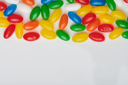 Vibrant color oval candy isolated on white studio backround