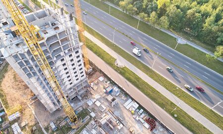 Building apartment theme. Build area aerial drone viewの写真素材