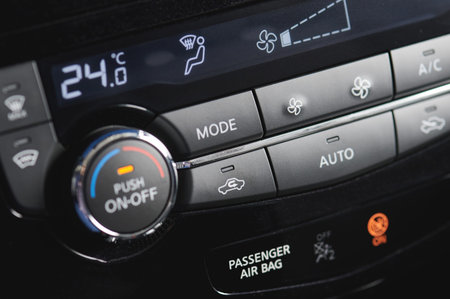 Car climate system with display and knob, button