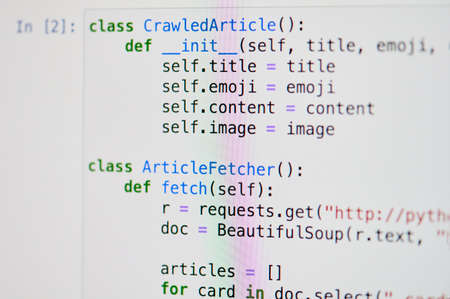 New york, USA - September 13, 2020: Code in Python 3 on white background on computer screen close up viewのeditorial素材