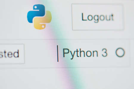 New york, USA - September 13, 2020: Log in Python 3 platform on computer screen close up viewのeditorial素材