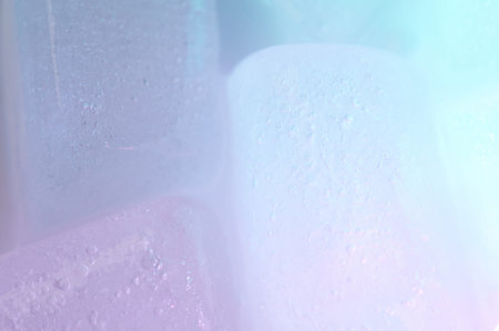 Macro of clear ice blocks with bubble air background