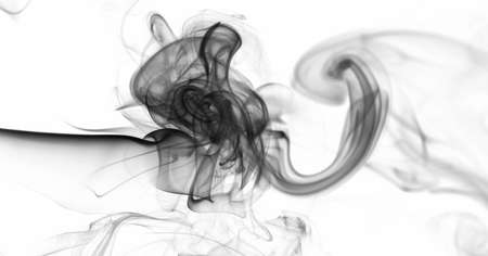Cloud of  black smoke background on white backdrop isolatedの写真素材