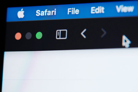 New york, USA - November 13, 2020: Safari browser menu on screen display close up view