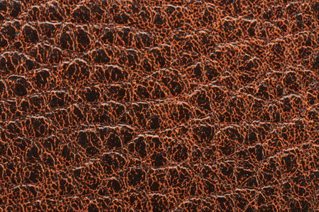 Brown leather texture macro view with wrinkle lines