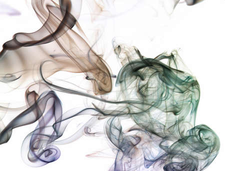 Colorful smoke wave on white background isolatedの写真素材
