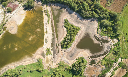 Pollution in green area around green forest surround