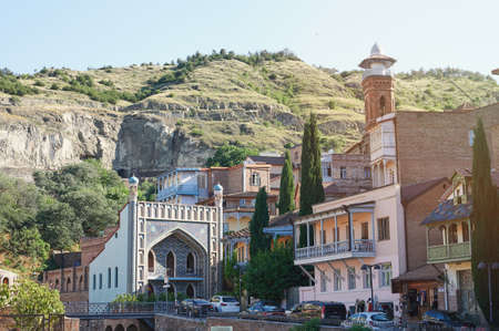 Muslim architecture in Tbilisi cityscape on sunny day backgroundの写真素材