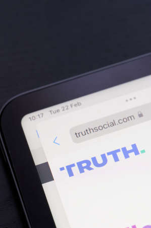 New york, USA - February 22 2022: Truth social new network on tablet screen close up viewのeditorial素材