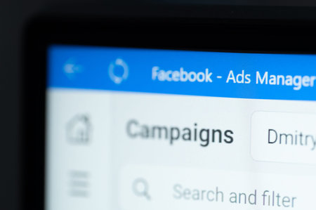 New york, USA - june 3, 2022: Managing facebook ads on computer web page screen close up view