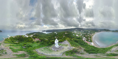 360 Vr panorama view of San Juan Del Sur resort in Nicaragua aerial drone