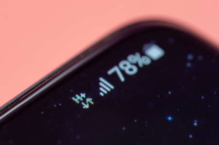 New york, USA - july 28, 2022: Cellular 3G internet connection types on smartphone screen menu close up viewの写真素材