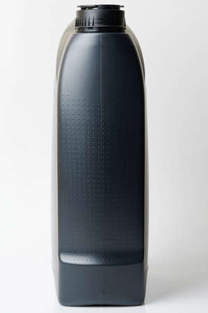 Black plastic storage front view isolated on white studio backgroundの写真素材