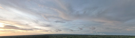 Light blue color sunset sky background aerial drone viewの写真素材