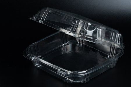 Open clean empty food storage box isometric viewの写真素材