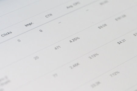 New york, USA - January 23, 2022: Statistics data of google ads  on device  screen close up view backgroundのeditorial素材