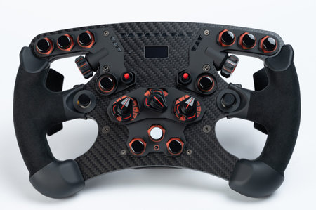 Racing formula stearing wheel with button and led light isolated
