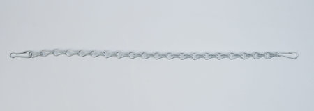 Metal steel linked chain  with hooks isolated on white studio background