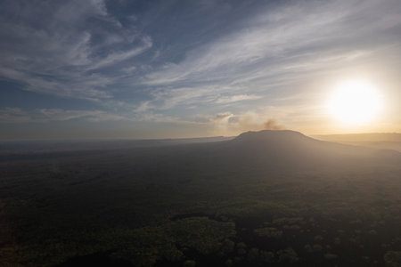 Hiking in Masaya national park Nicaragua theme aerial drone viewの写真素材