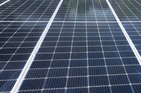 Solar panels pattern background close up view