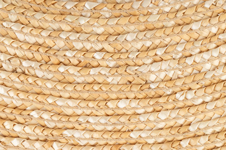 Beige color bamboo mesh background macro close up viewの写真素材