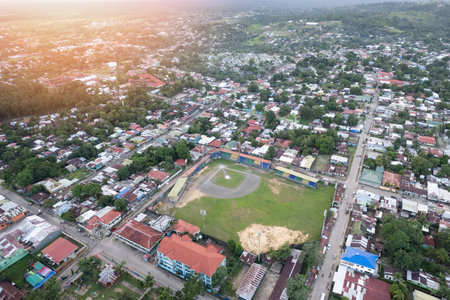 Baseball stadium in central park Bluefields aerial drone viewの写真素材