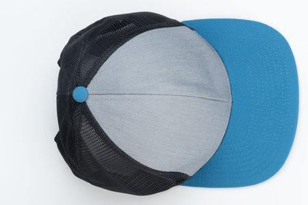 Baseball hat with mesh in back above top view isolated