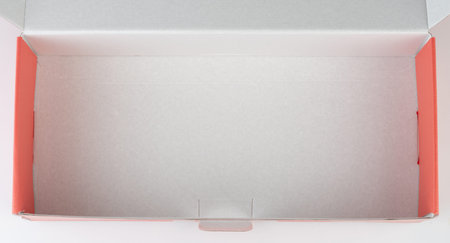 Open paper box bottom above top view isolated
