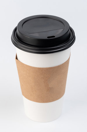 Simple coffee paper takeaway cup perspective view isolatedの写真素材