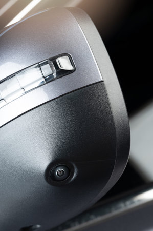 Camera lens on car side mirror for 360 around view