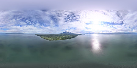360 vr landscape panorama of Ometepe island in Nicaragua aerial viewの写真素材