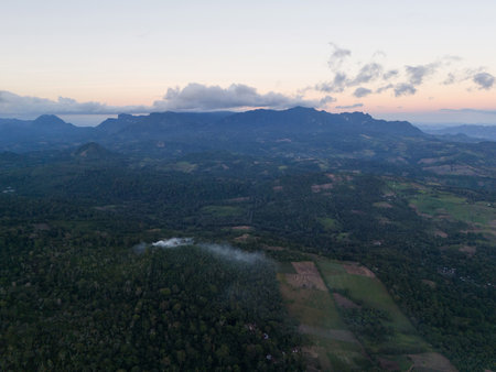 Macizo Blancas penas nature reserve landscape mountain aerial drone viewの写真素材