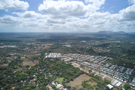 Big residential in central america landscape background aerial drone viewの写真素材