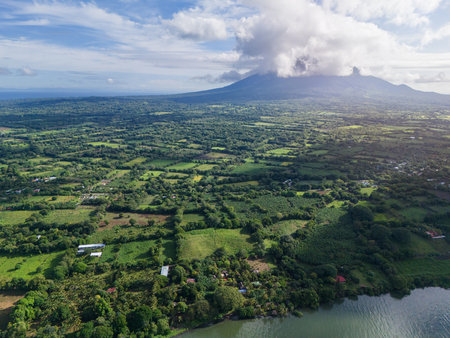 Ometepe island landscape in Nicaragua central america aerial drone viewの写真素材