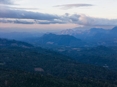 Mountains peaks landscape in Central america aerial drone viewの写真素材