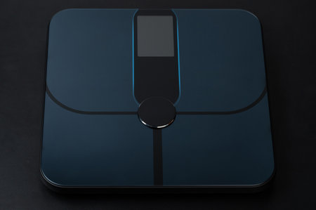 Digital electronic glass scale with screen close up viewの写真素材