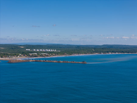 Port terminal in Nicaragua landscape aerial drone viewの写真素材