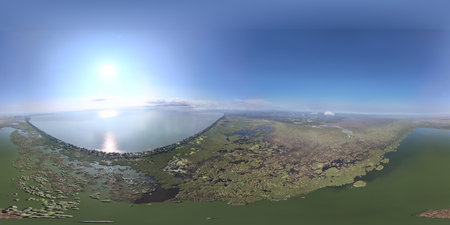 Big swamp landscape in 360 vr view aerial drone viewの写真素材