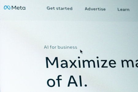 New York, USA - February 24, 2026: SMeta Ai for business service close up macro view on computer...