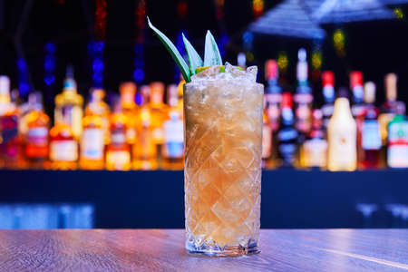 classic alcoholic cocktail on the night barの写真素材