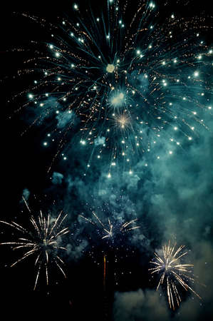 beautiful colored holiday fireworks in the skyの写真素材