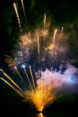 beautiful colored holiday fireworks in the skyの写真素材