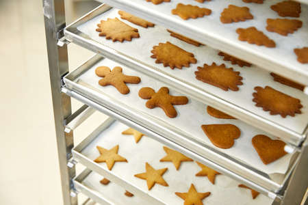 cookies on the shelf and making processの写真素材