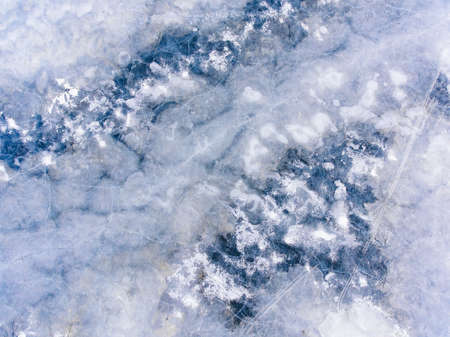 texture blue ice at the river top viewの写真素材