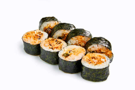 Japan sushi rolls isolated on white backgroundの写真素材