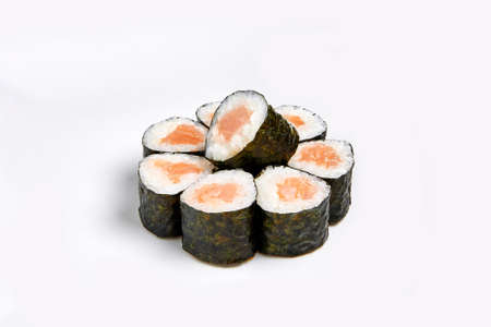 Japan sushi rolls isolated on white backgroundの写真素材